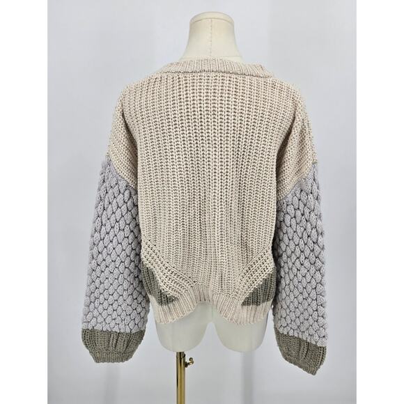 Splendid Margo Cardigan – Chunky Knit Cottagecore Minimalist Bubble Sleeve - S - Picture 3 of 8